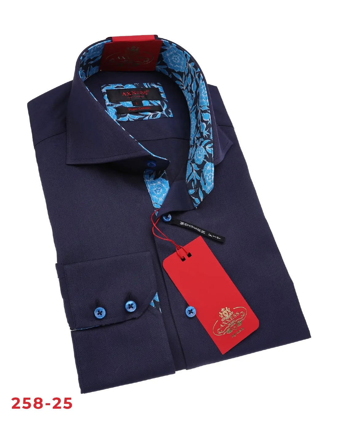 Axxess 258-25 Navy Cotton Casual Dress Shirt