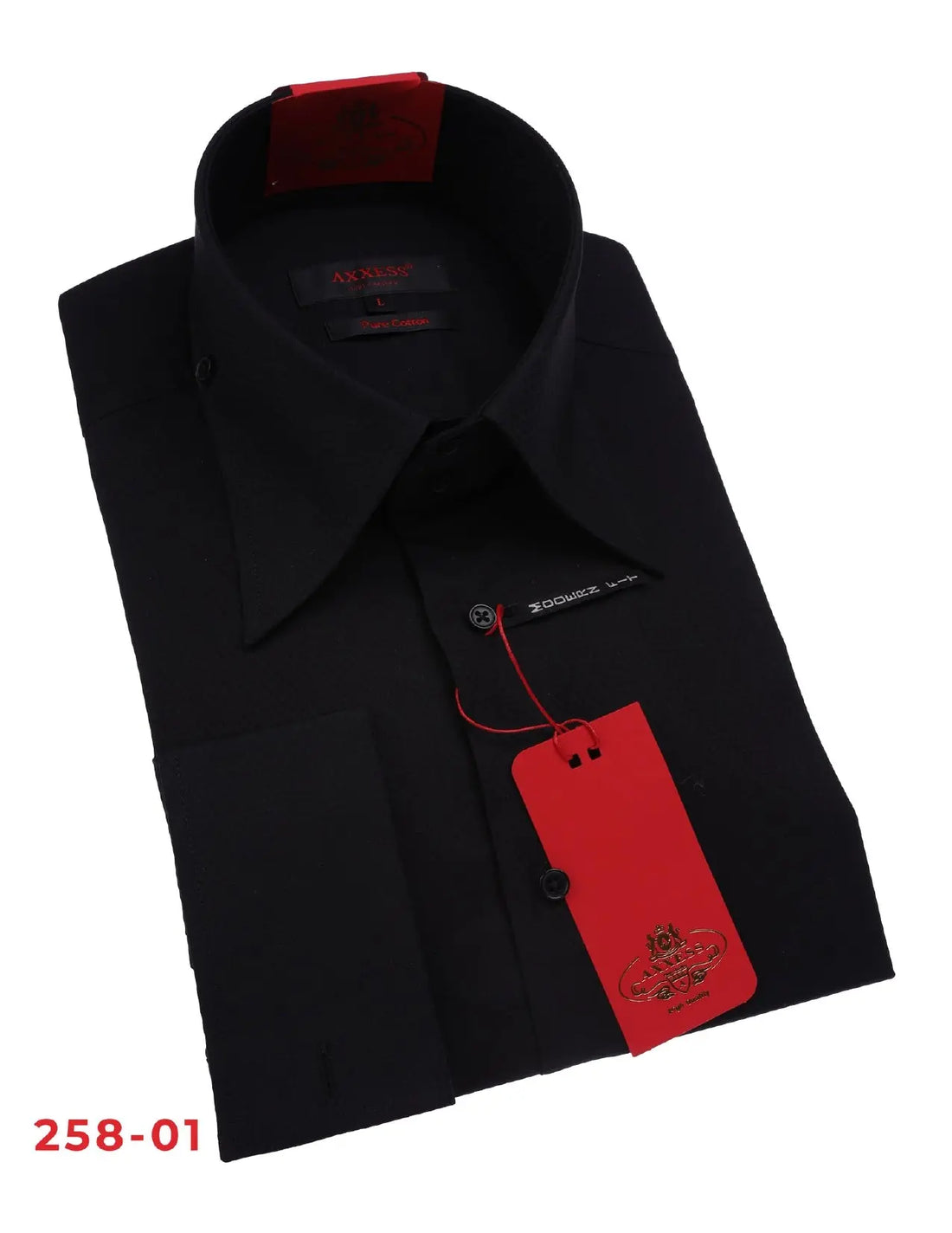 Axxess 258-01 Black Cotton Casual Dress Shirt