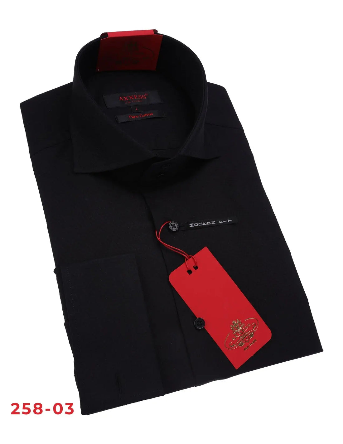 Axxess 258-03 Black Cotton Casual Dress Shirt