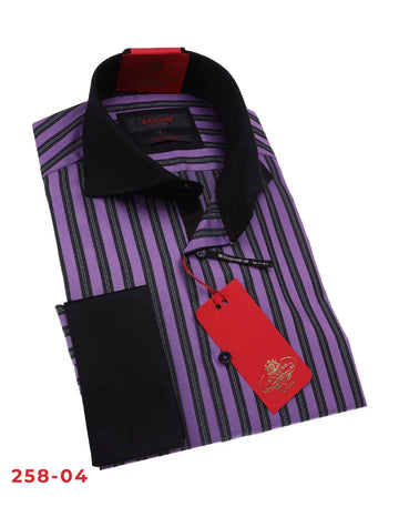 Axxess 258-04 Purple/Black Cotton Casual Dress Shirt