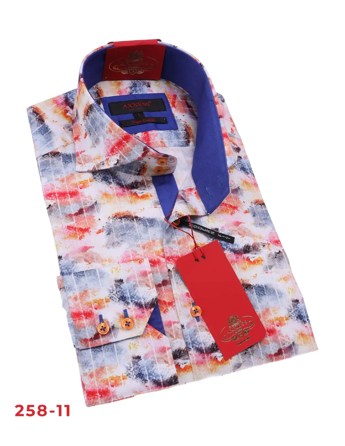 Axxess 258-11 Multicolor Cotton Casual Dress Shirt