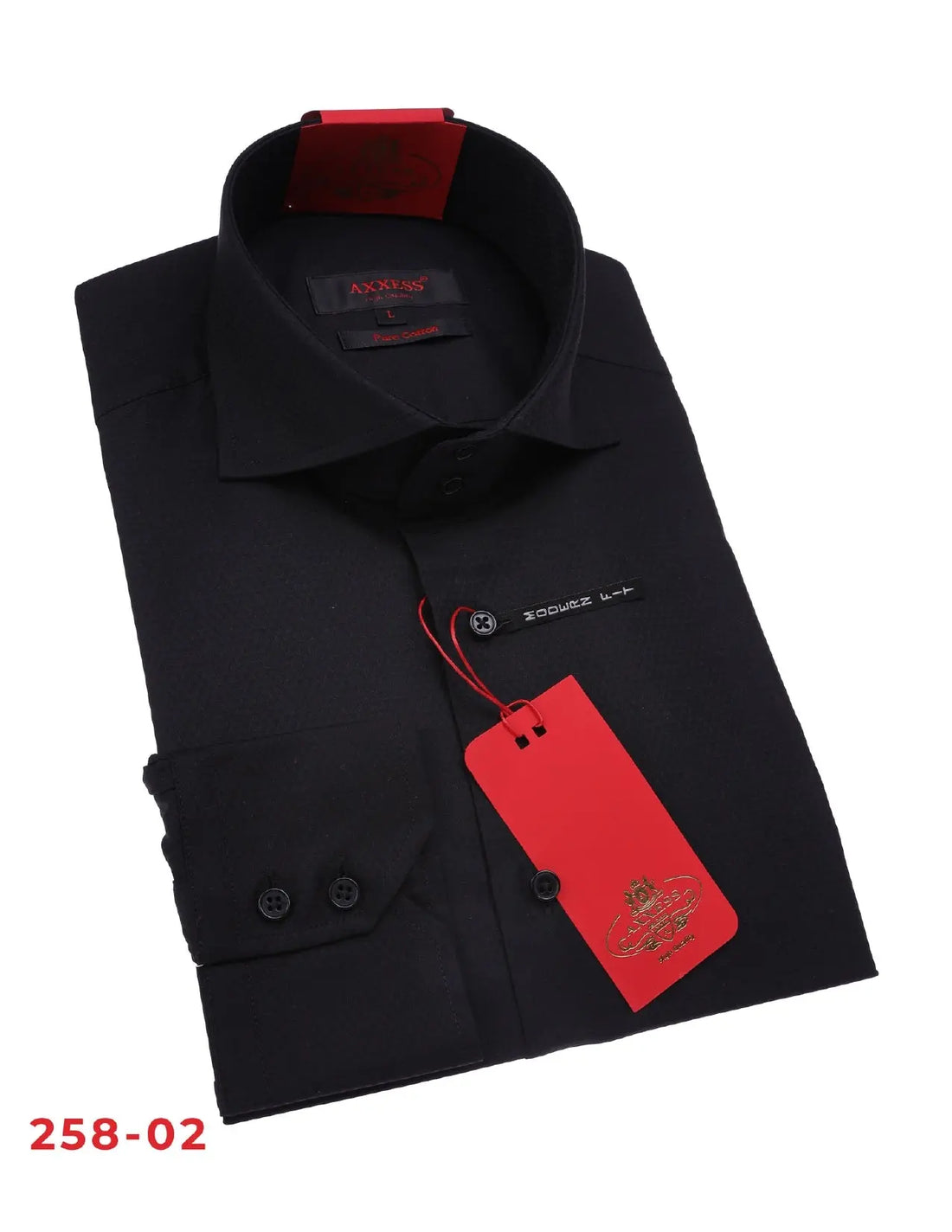 Axxess 258-02 Black Cotton Casual Dress Shirt