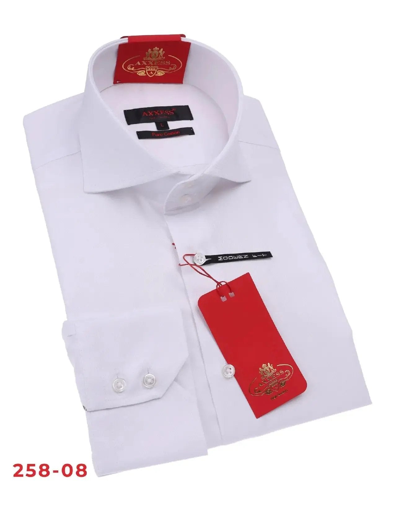 Axxess 258-08 White Cotton Casual Dress Shirt