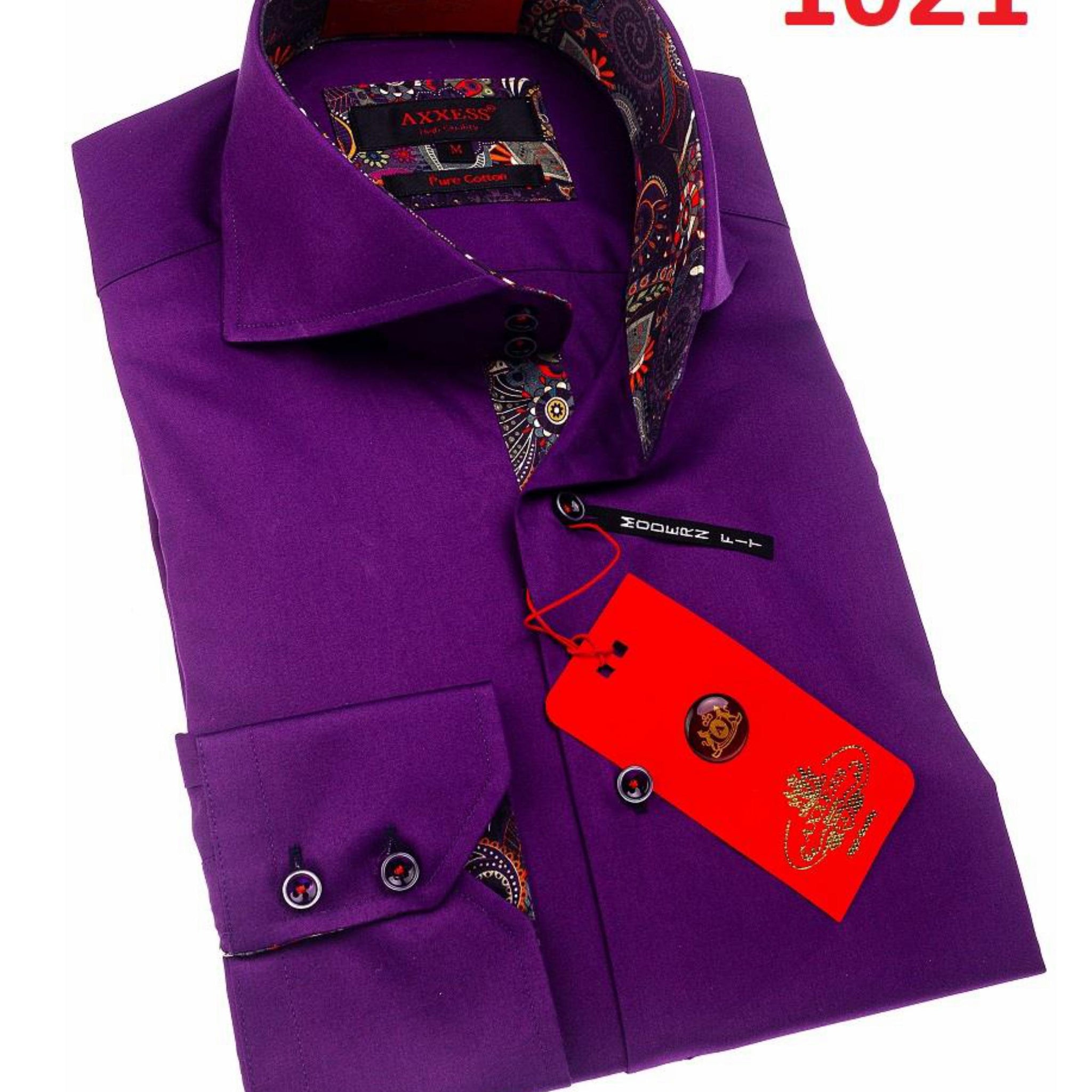 Axxess 1021 Purple Cotton Casual Dress Shirt