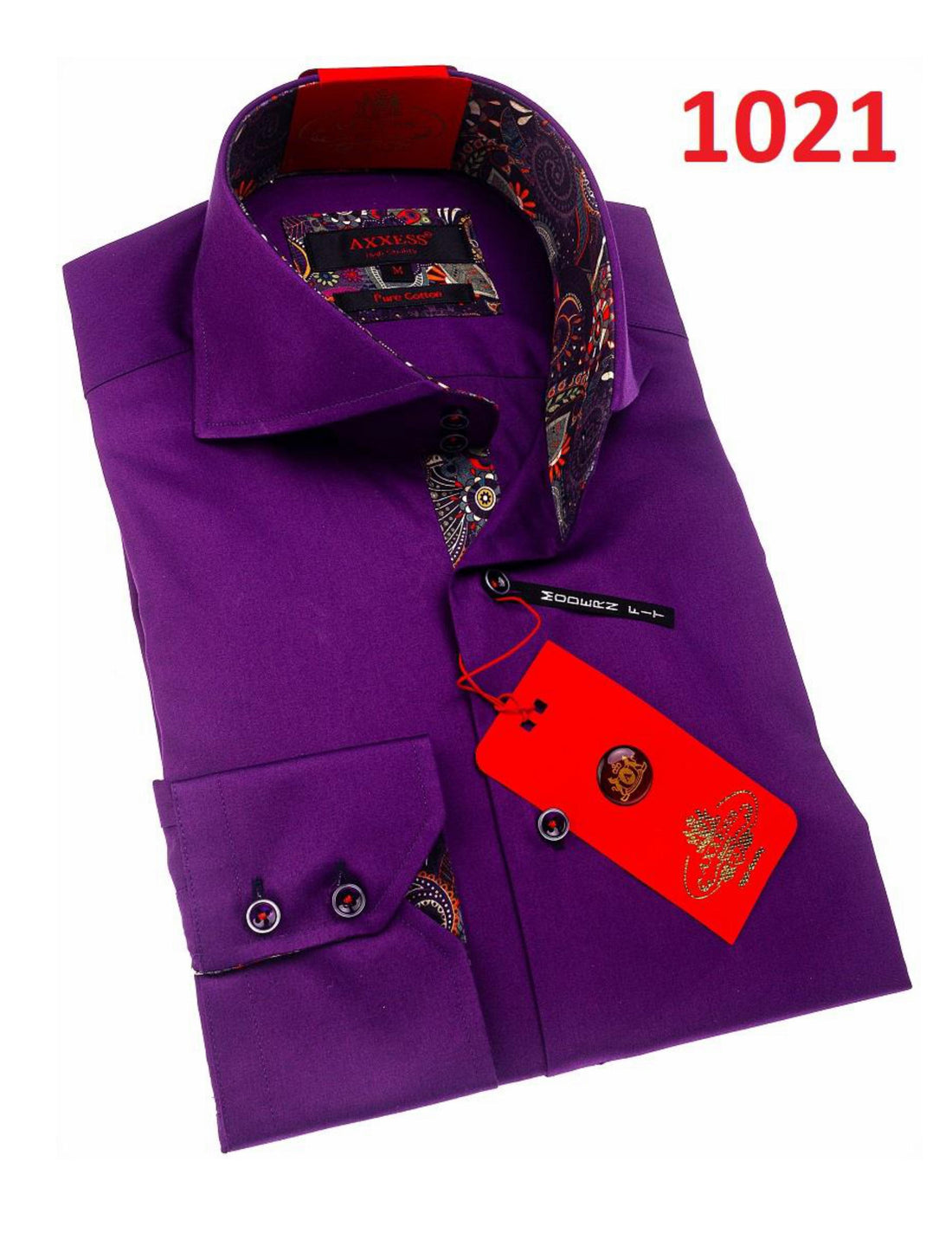 Axxess 1021 Purple Cotton Casual Dress Shirt