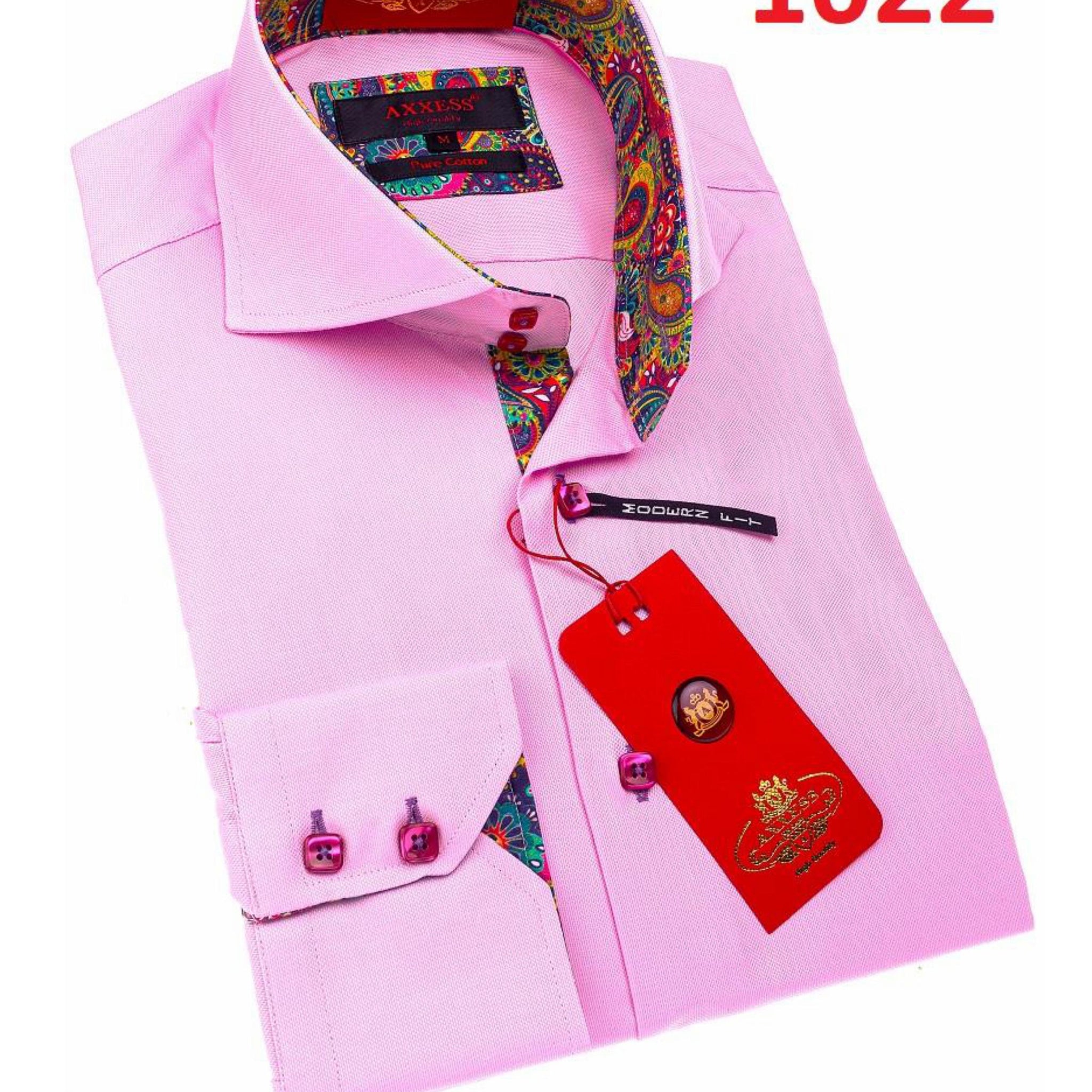 Axxess 1022 Pink Cotton Casual Dress Shirt