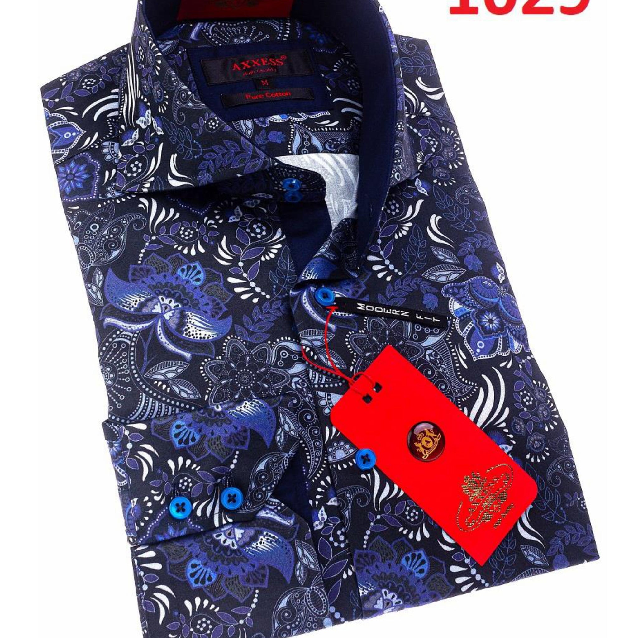 Axxess 1029 Navy Cotton Casual Dress Shirt