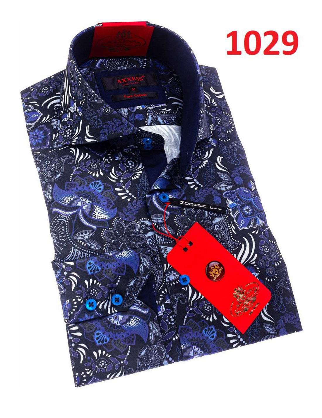 Axxess 1029 Navy Cotton Casual Dress Shirt