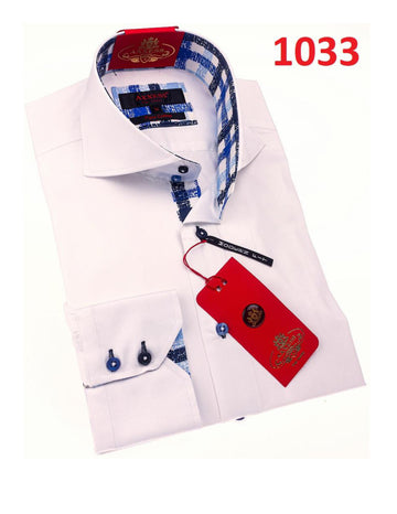 Axxess 1033 White Cotton Casual Dress Shirt