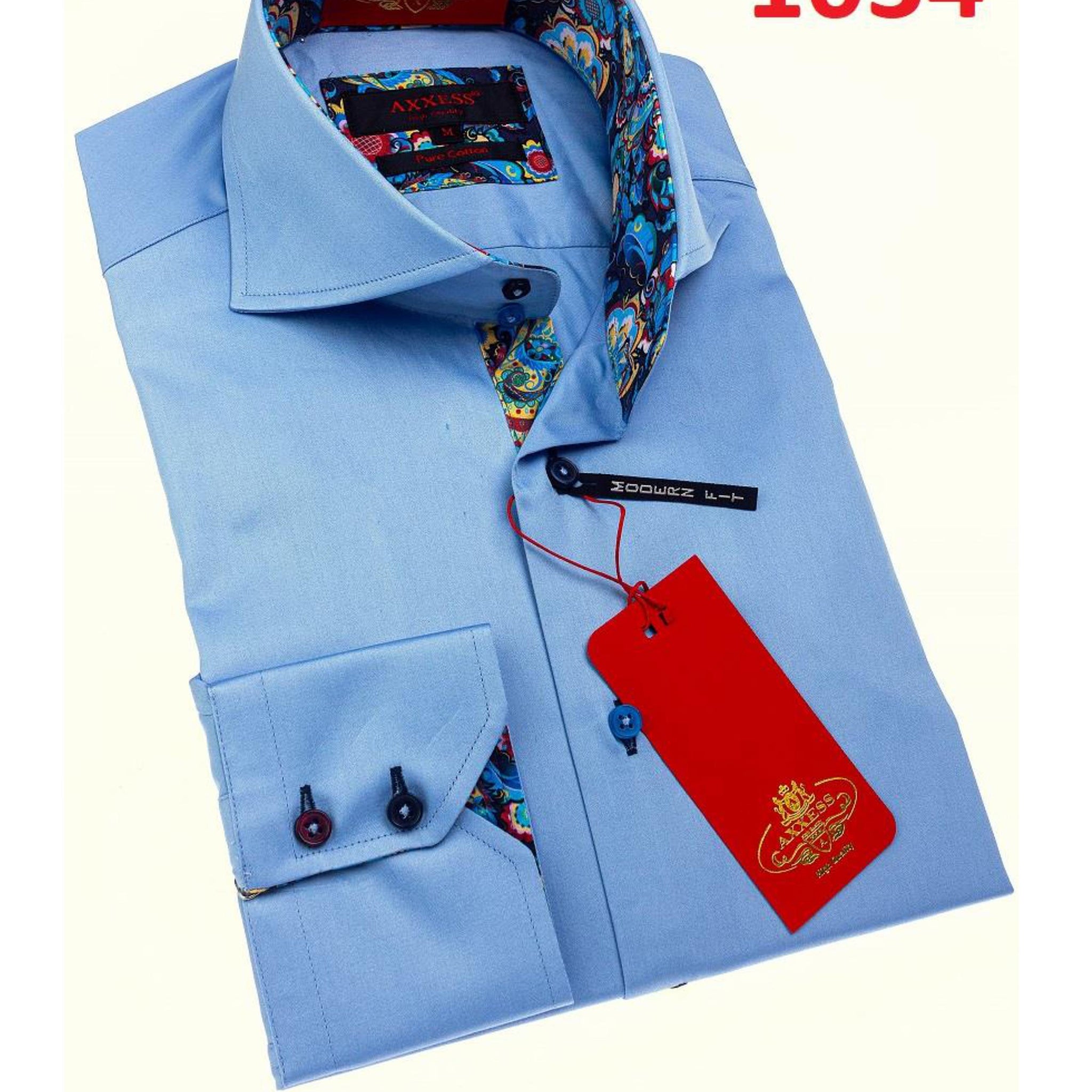 Axxess 1034 Sky Blue Cotton Casual Dress Shirt