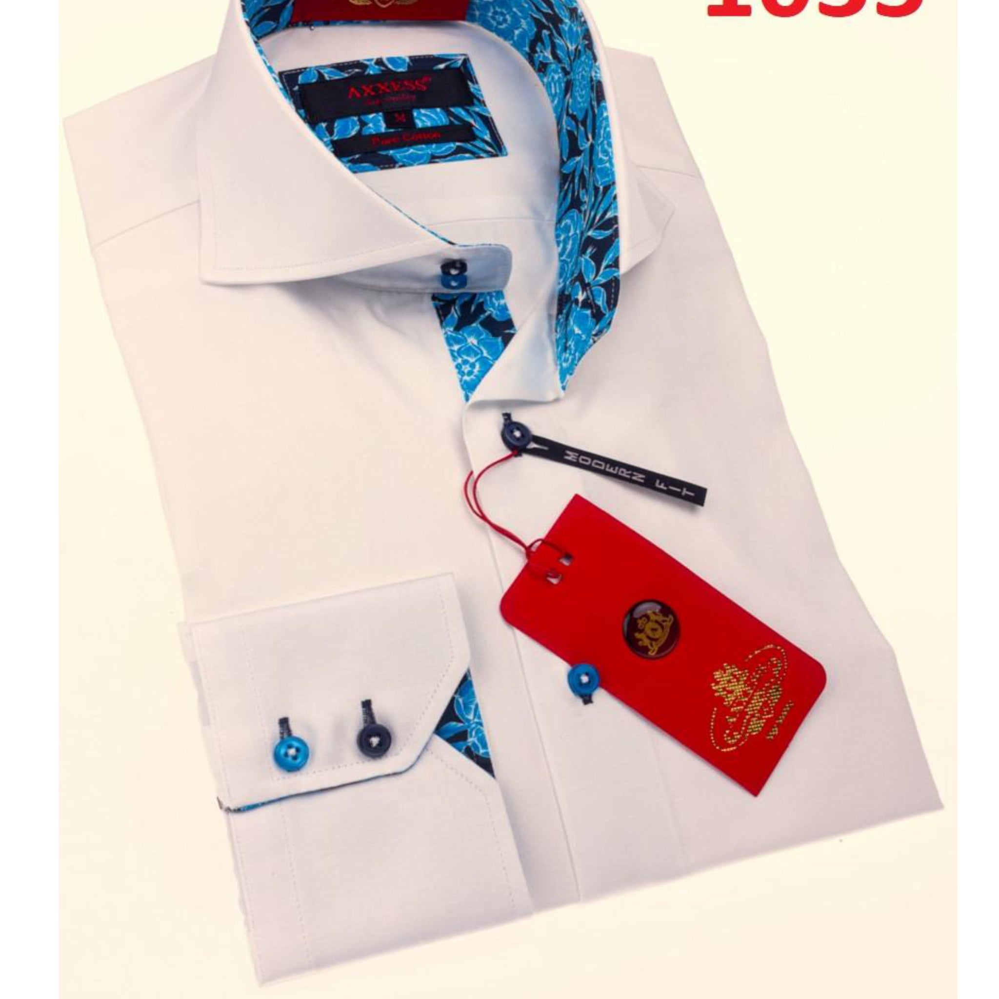 Axxess 1035 White Cotton Casual Dress Shirt