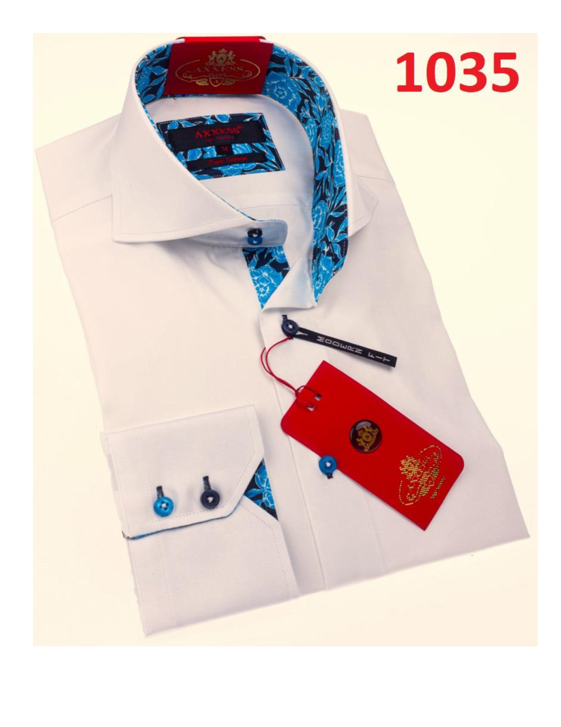 Axxess 1035 White Cotton Casual Dress Shirt