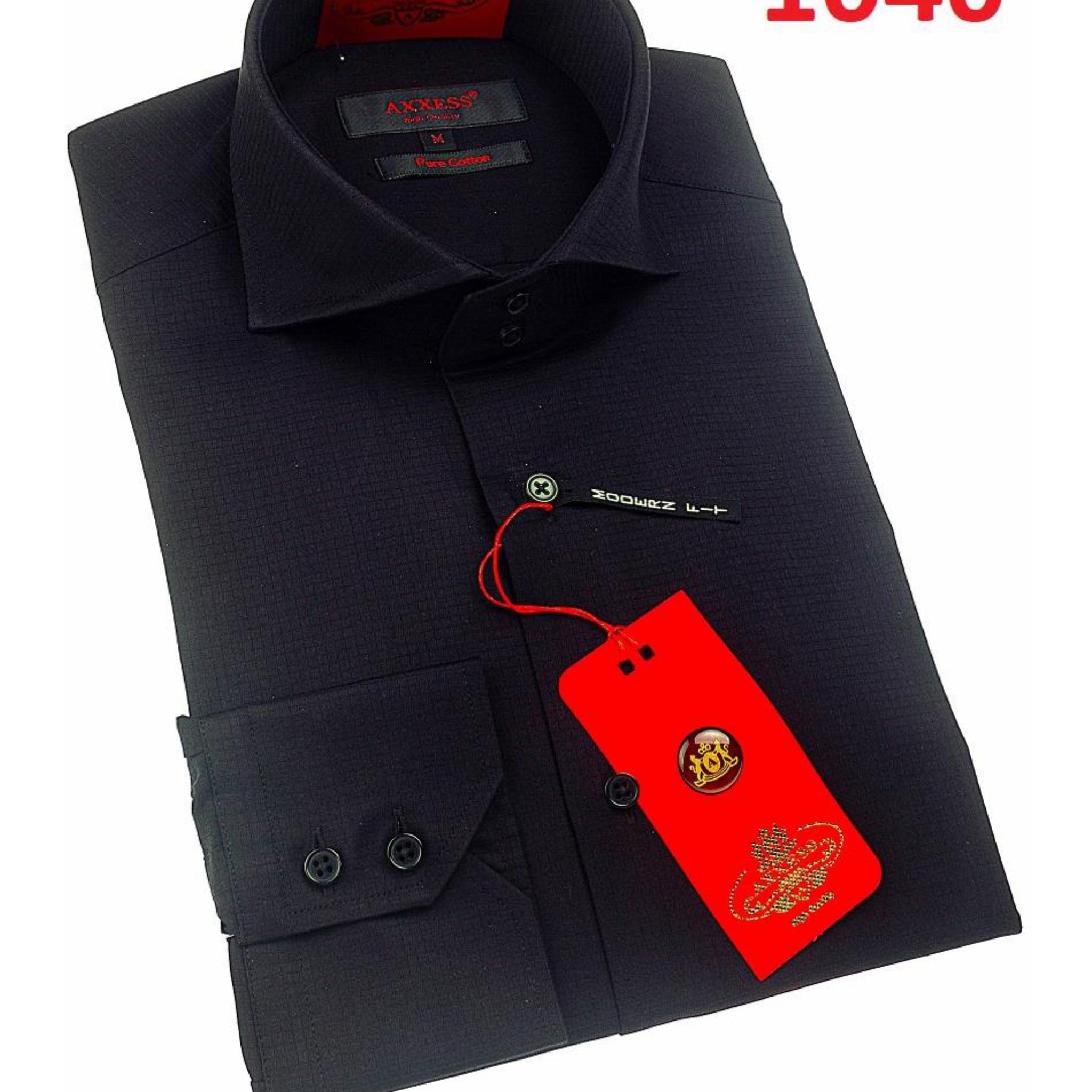 Axxess 1040 Black Cotton Casual Dress Shirt