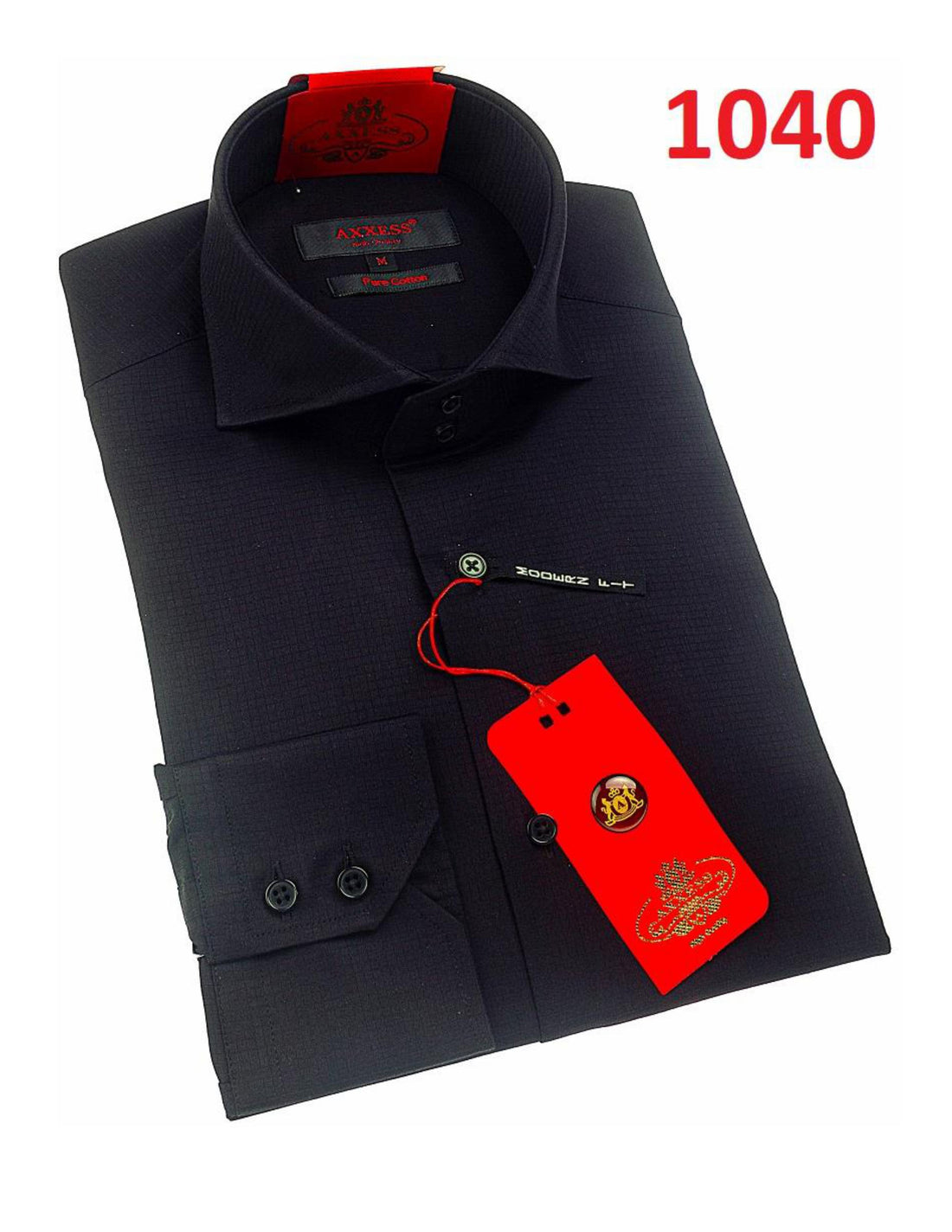 Axxess 1040 Black Cotton Casual Dress Shirt