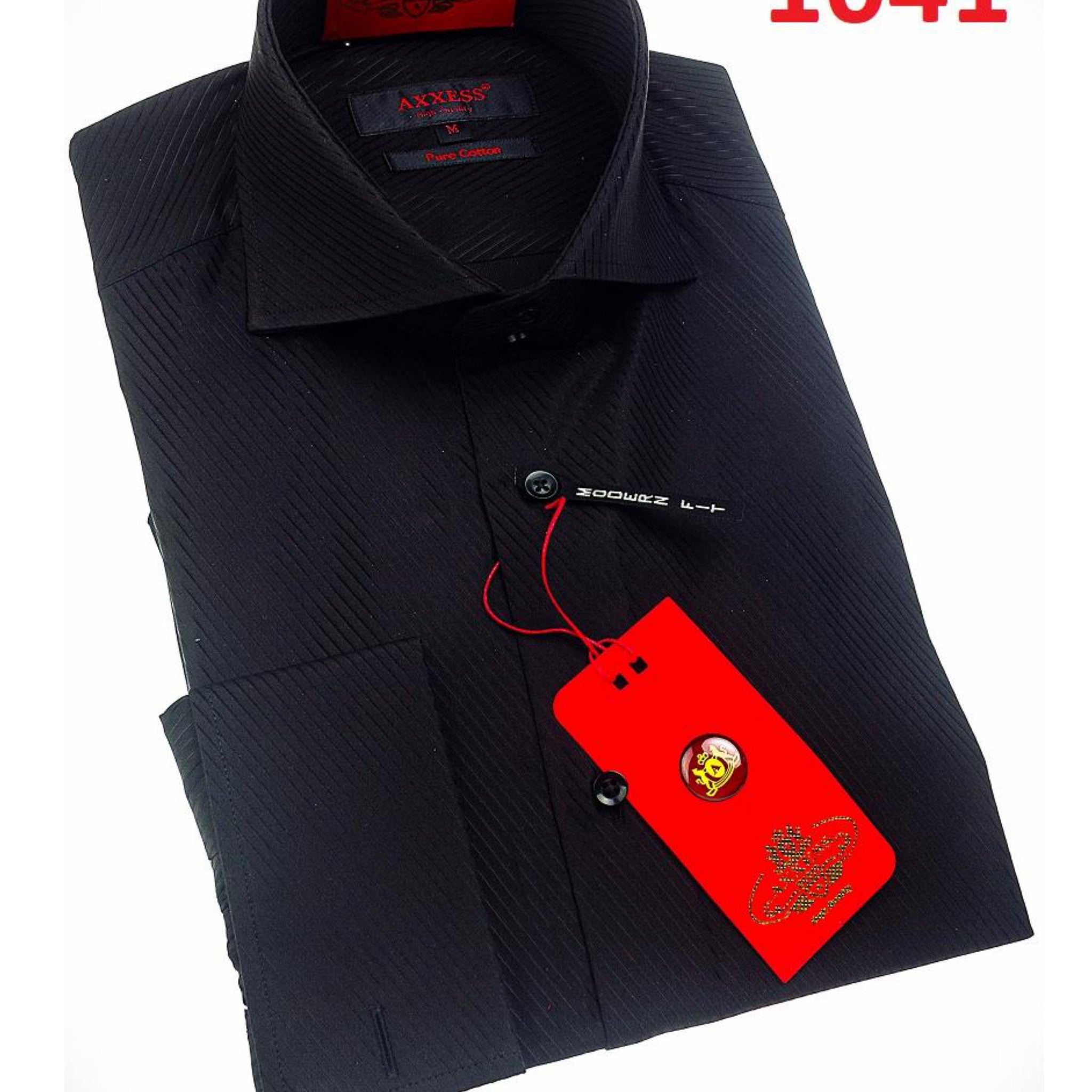 Axxess 1041 Black Cotton Casual Dress Shirt