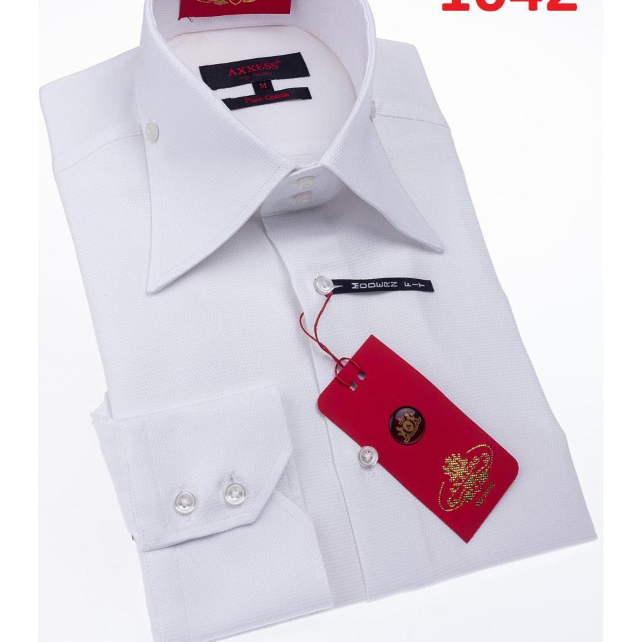 Axxess 1042 White Cotton Casual Dress Shirt