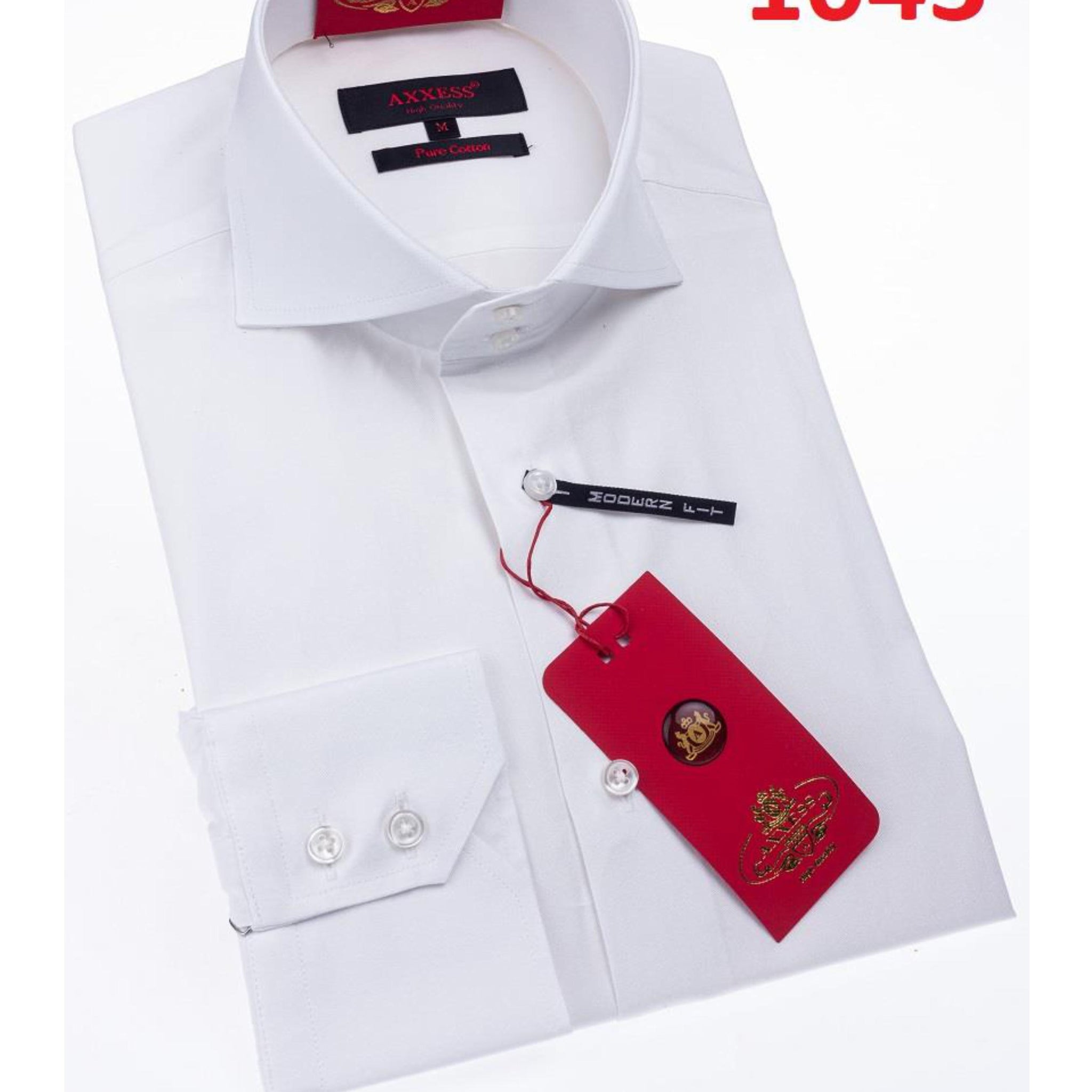 Axxess 1043 White Cotton Casual Dress Shirt