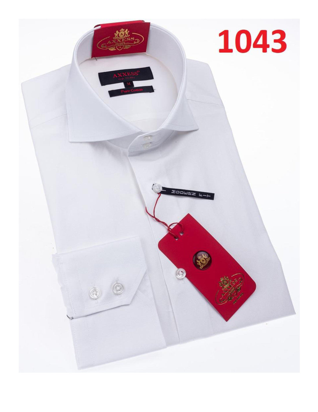 Axxess 1043 White Cotton Casual Dress Shirt