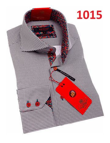 Axxess 1015 Houndstooth Cotton Casual Dress Shirt