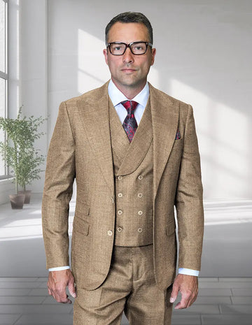 Statement Baceno Bronze Super 200's Italian Wool Vested Suit