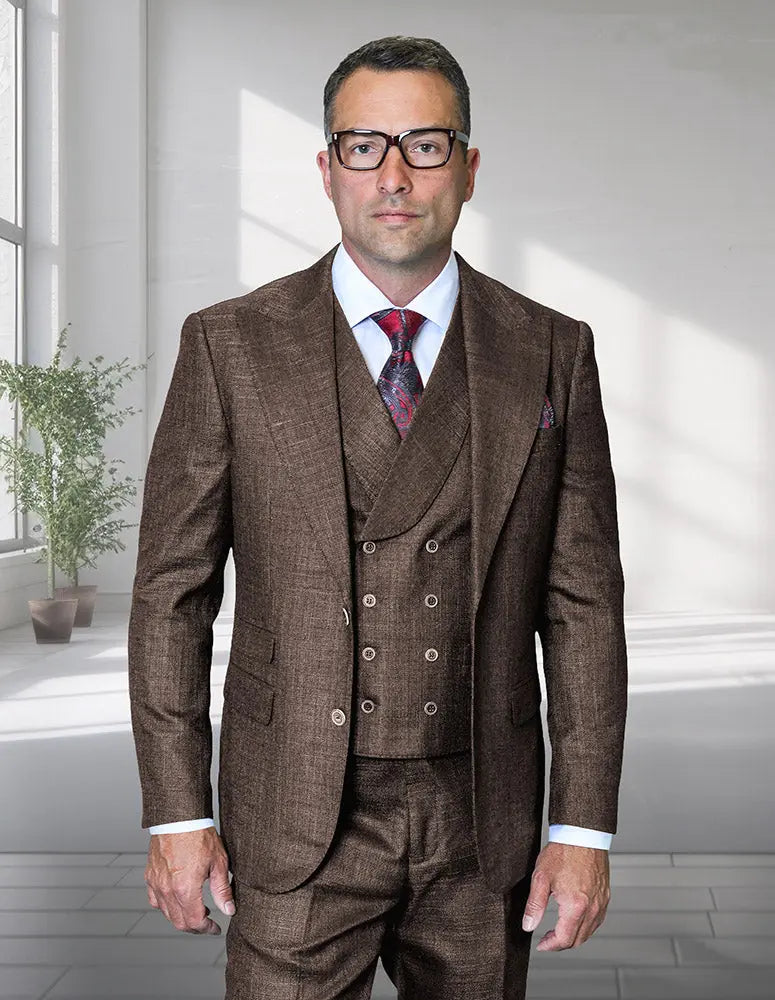 Statement Baceno Brown Super 200's Italian Wool Vested Suit