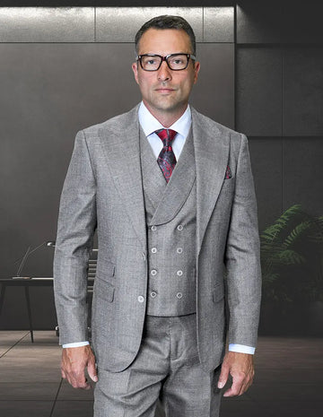 Statement Baceno Grey Super 200's Italian Wool Vested Suit