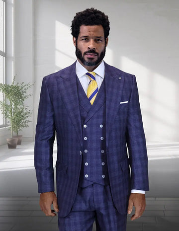 Statement Balanciga Navy Wide Leg Vested Suit