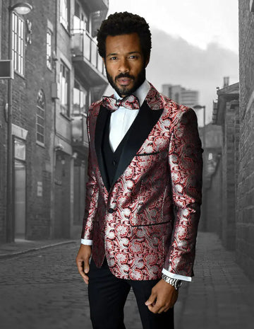 Statement Bellagio-4 Red Vest Tuxedo