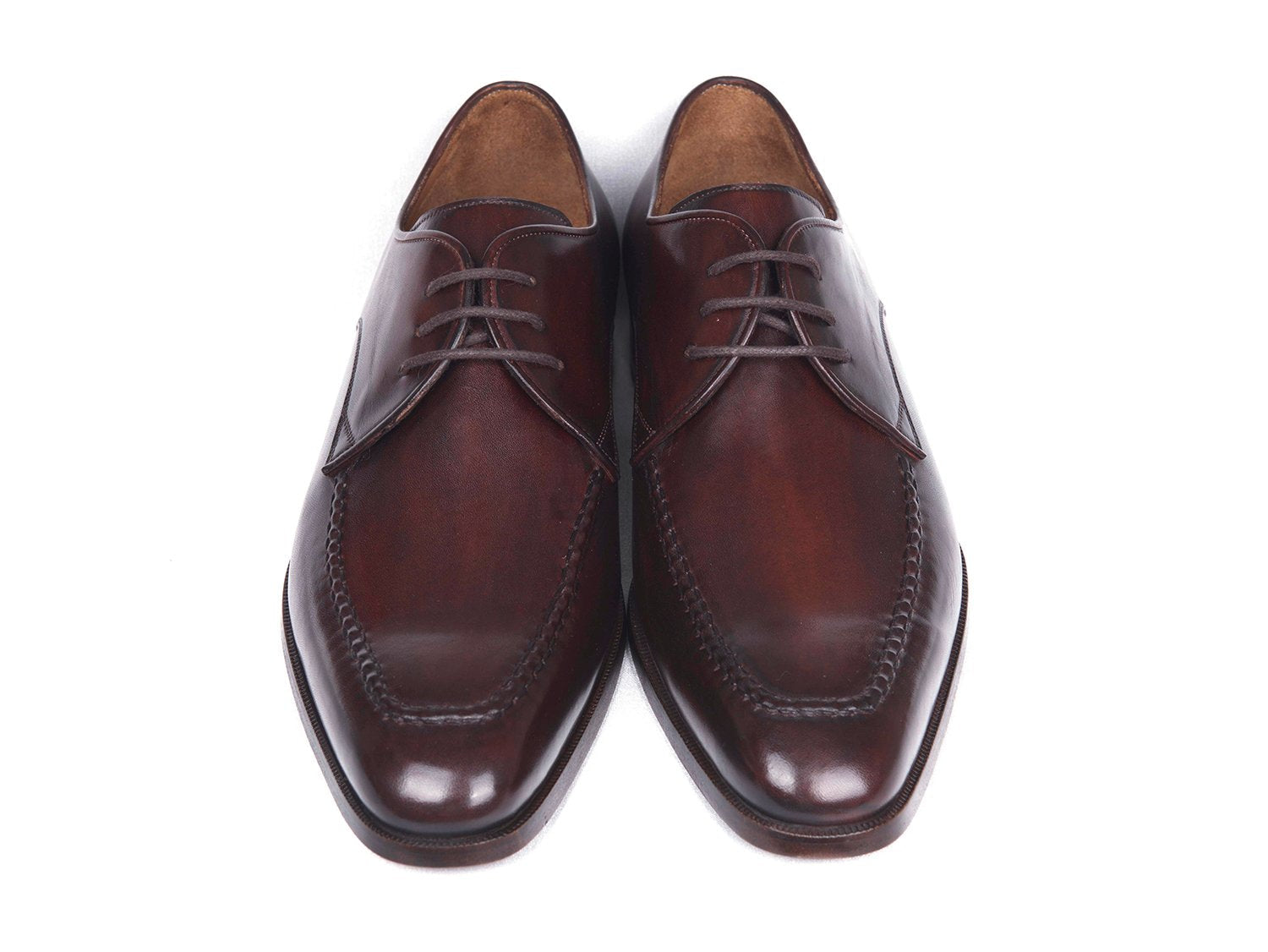 Paul Parkman Brown & Bordeaux Leather Apron Derby Shoes (ID#33BRD92) PAUL PARKMAN