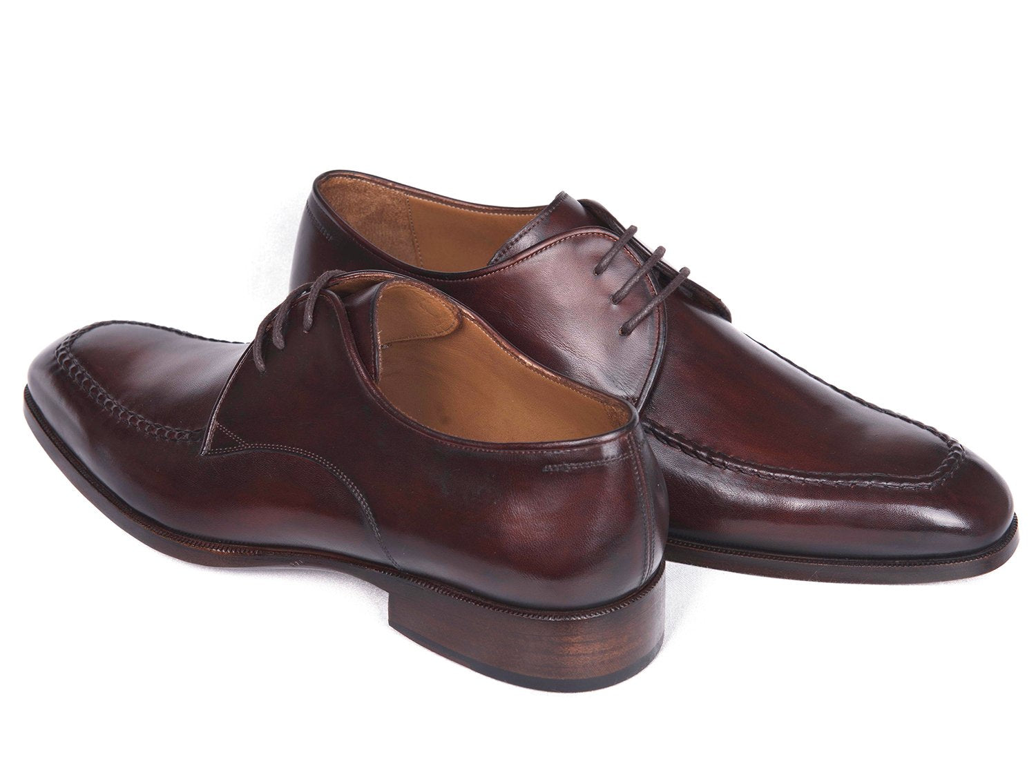 Paul Parkman Brown & Bordeaux Leather Apron Derby Shoes (ID#33BRD92) PAUL PARKMAN