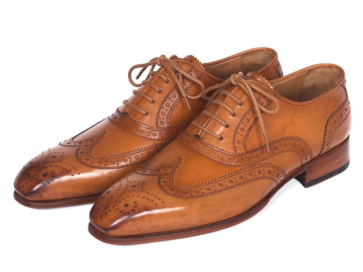 Paul Parkman Men's Cognac Genuine Leather Wingtip Oxfords (ID#5447-CGN) PAUL PARKMAN