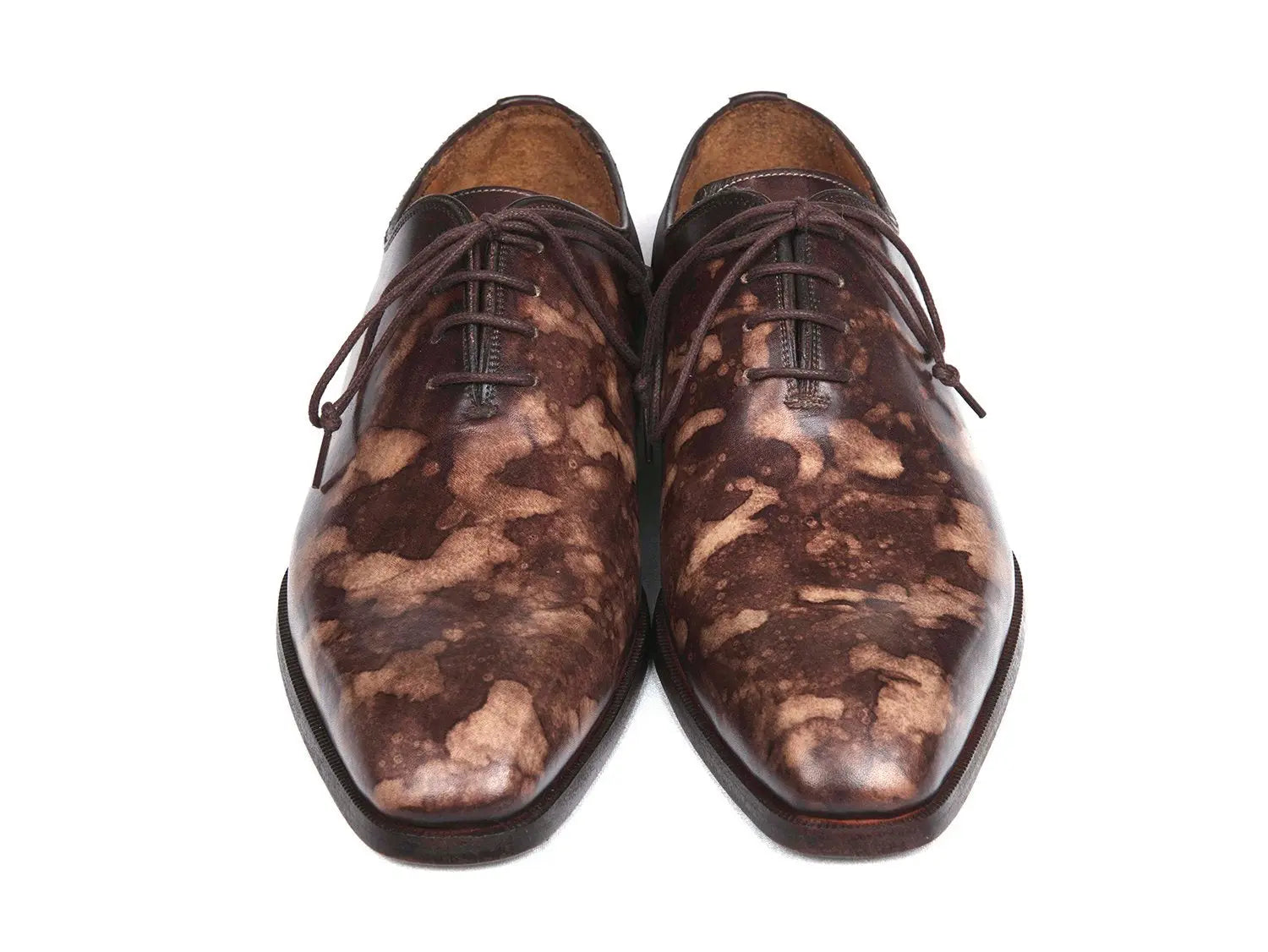 Paul Parkman Men's Brown Camouflage Hand-Painted Wholecut Oxfords (ID#CM37BRW) PAUL PARKMAN