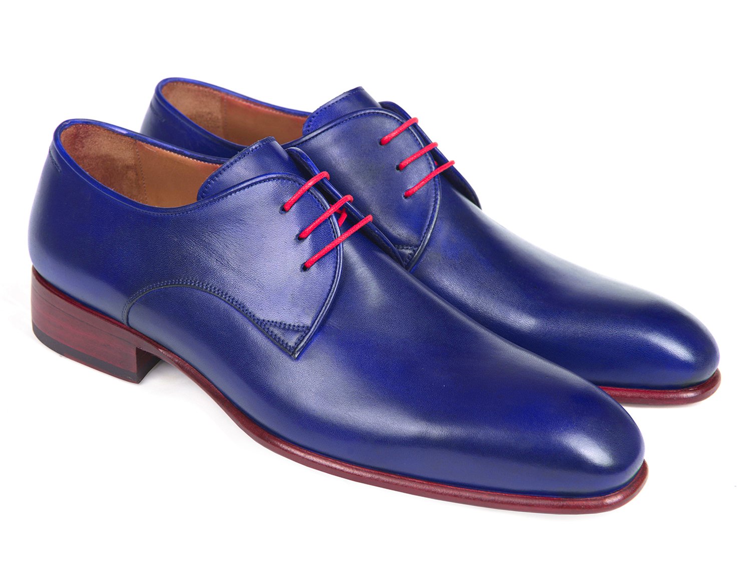 Paul Parkman Blue Hand Painted Derby Shoes (ID#633BLU13) PAUL PARKMAN