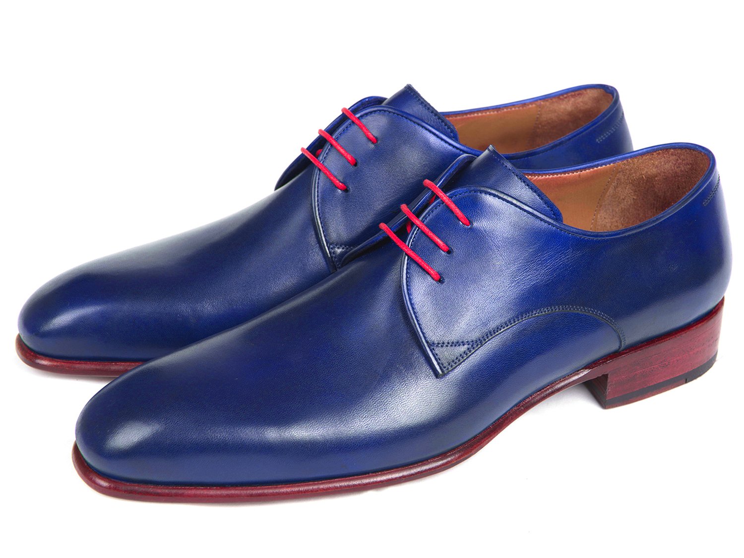 Paul Parkman Blue Hand Painted Derby Shoes (ID#633BLU13) PAUL PARKMAN