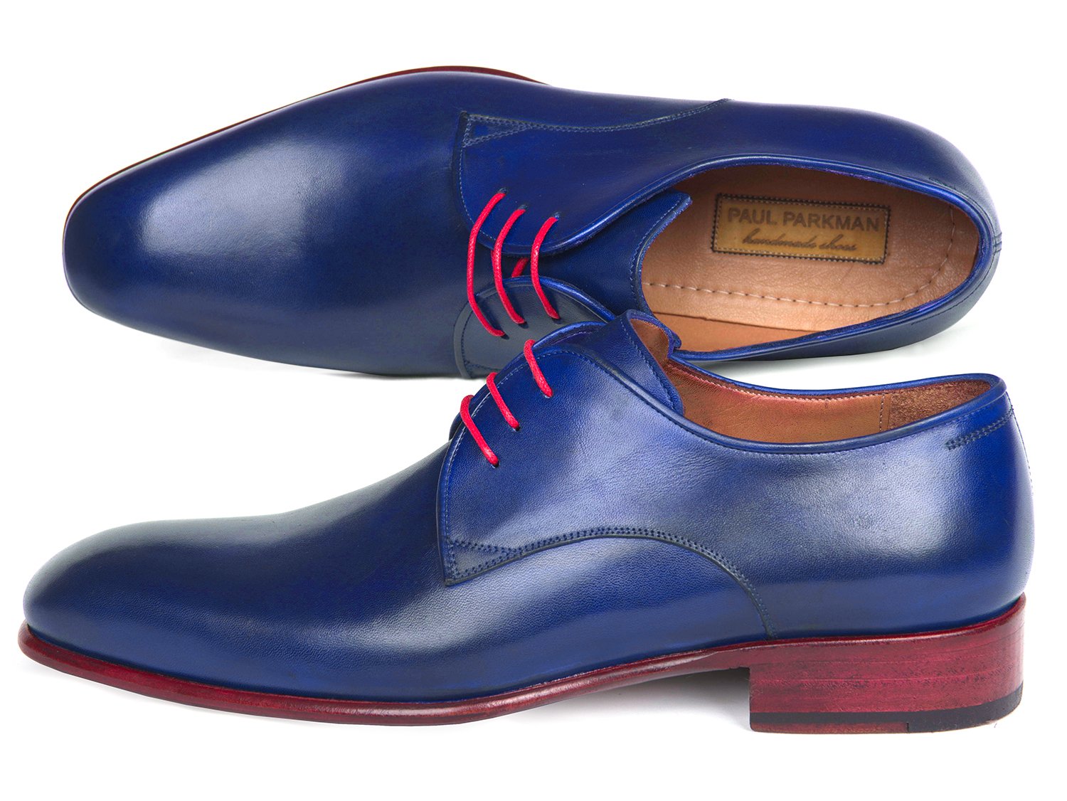 Paul Parkman Blue Hand Painted Derby Shoes (ID#633BLU13) PAUL PARKMAN