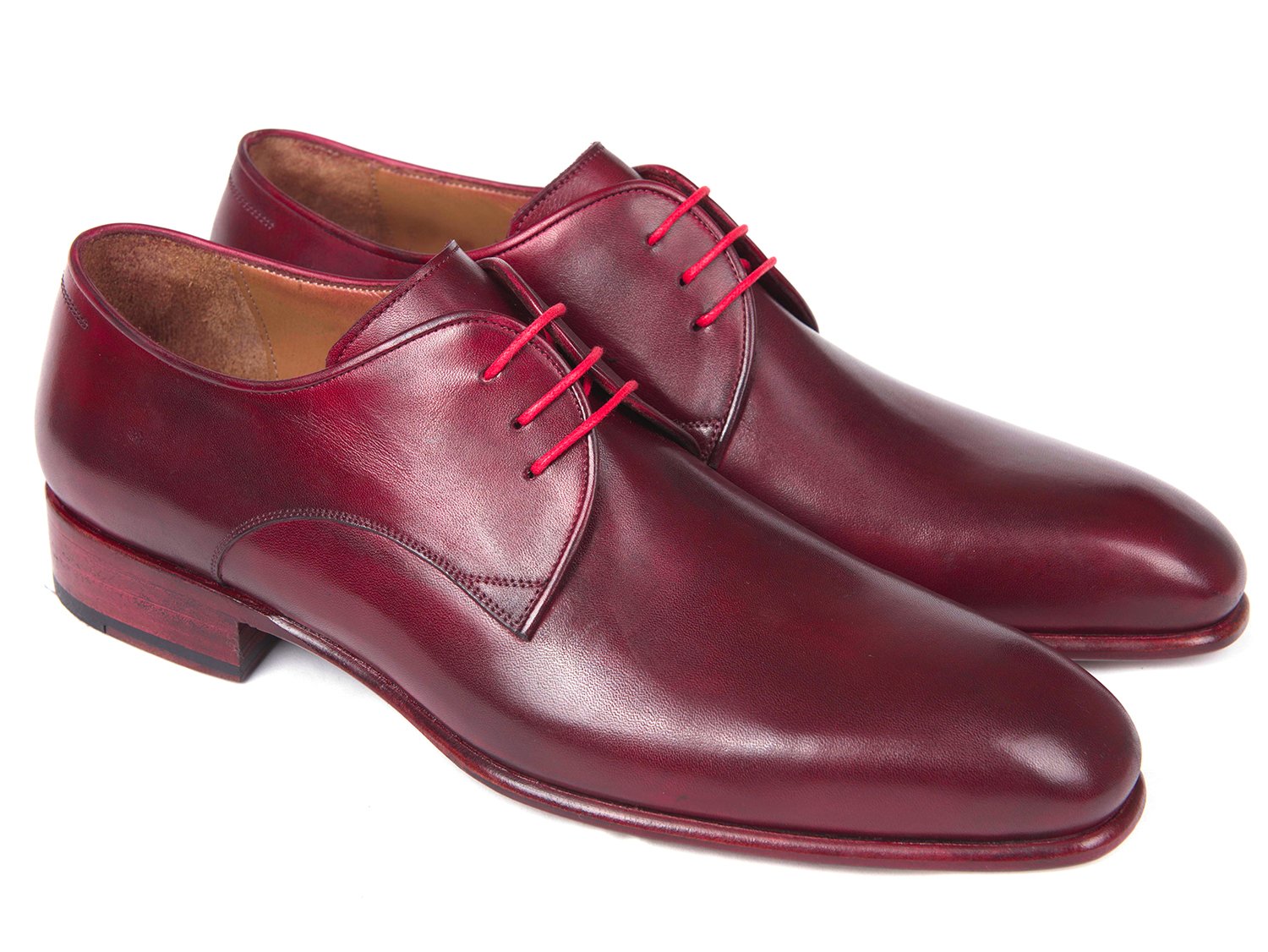 Paul Parkman Burgundy Hand Painted Derby Shoes (ID#633BRD72) PAUL PARKMAN