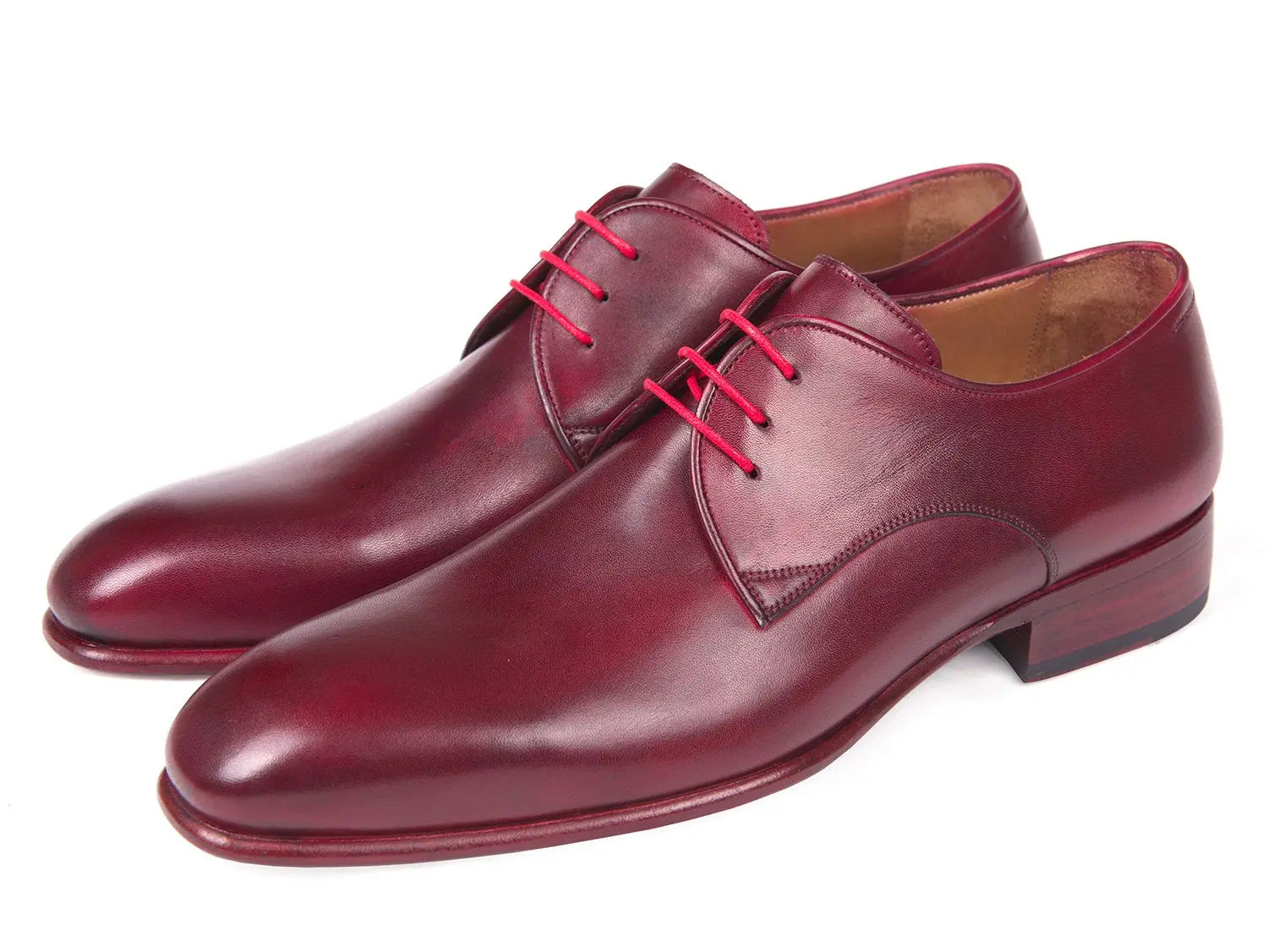 Paul Parkman Men's Burgundy Hand-Painted Derby Shoes (ID#633BRD72) PAUL PARKMAN