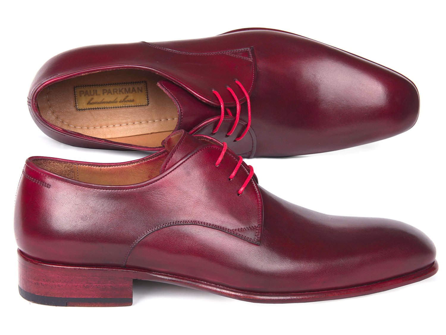 Paul Parkman Burgundy Hand Painted Derby Shoes (ID#633BRD72) PAUL PARKMAN