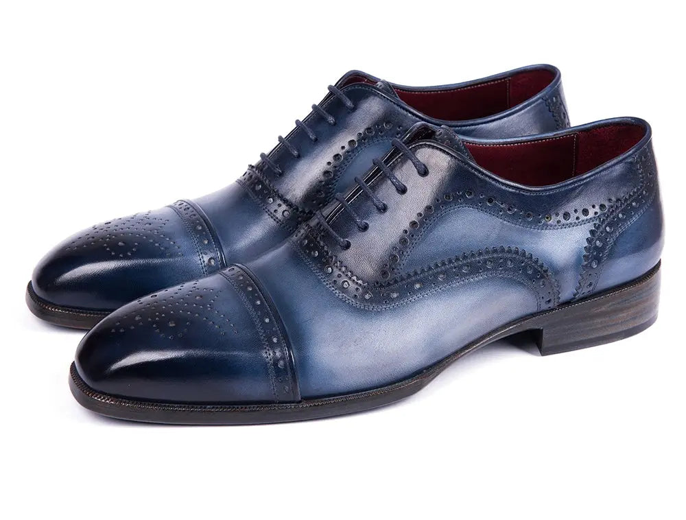 Paul Parkman Men's Blue/Navy Cap Toe Oxfords (ID#024-NVYBLU) PAUL PARKMAN