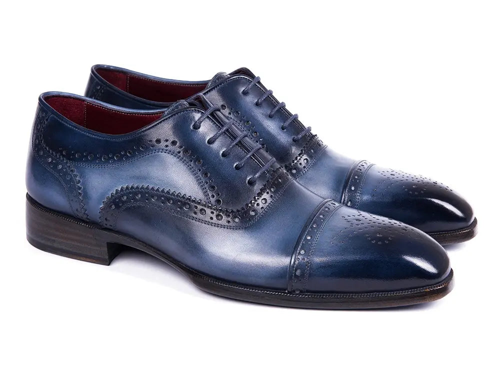 Paul Parkman Men's Blue/Navy Cap Toe Oxfords (ID#024-NVYBLU) PAUL PARKMAN