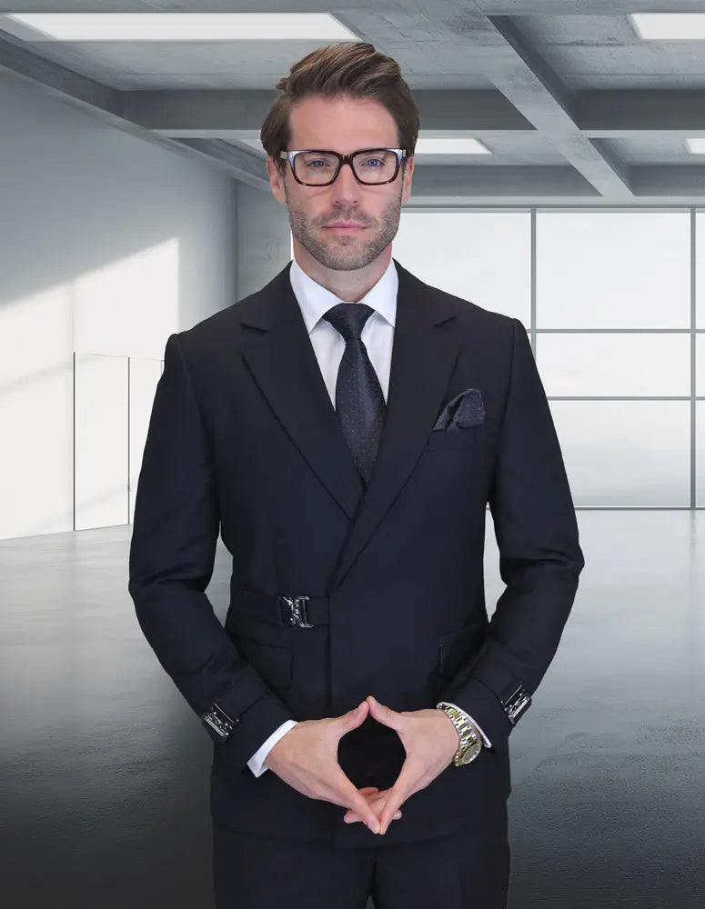 Statement Bolanzo Black Super 200's Italian Wool Suit