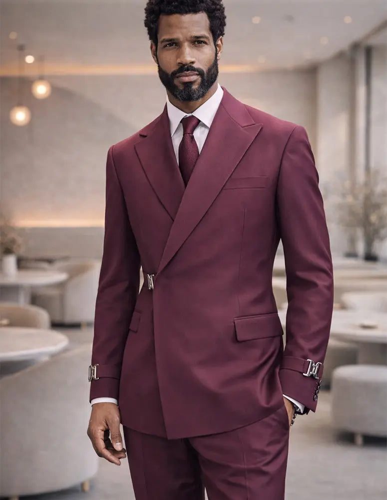 Statement Bolanzo Burgundy Super 200's Italian Wool Suit