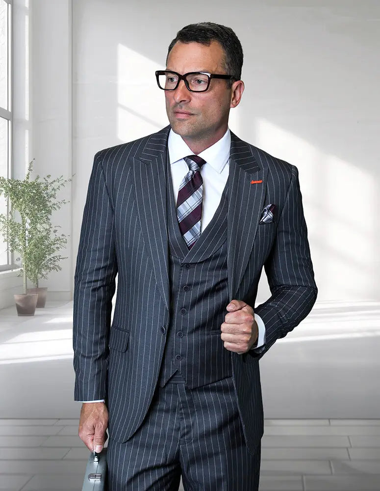 Statement Bonita Gray Super 200's Italian Wool/Cashmere Vested Suit