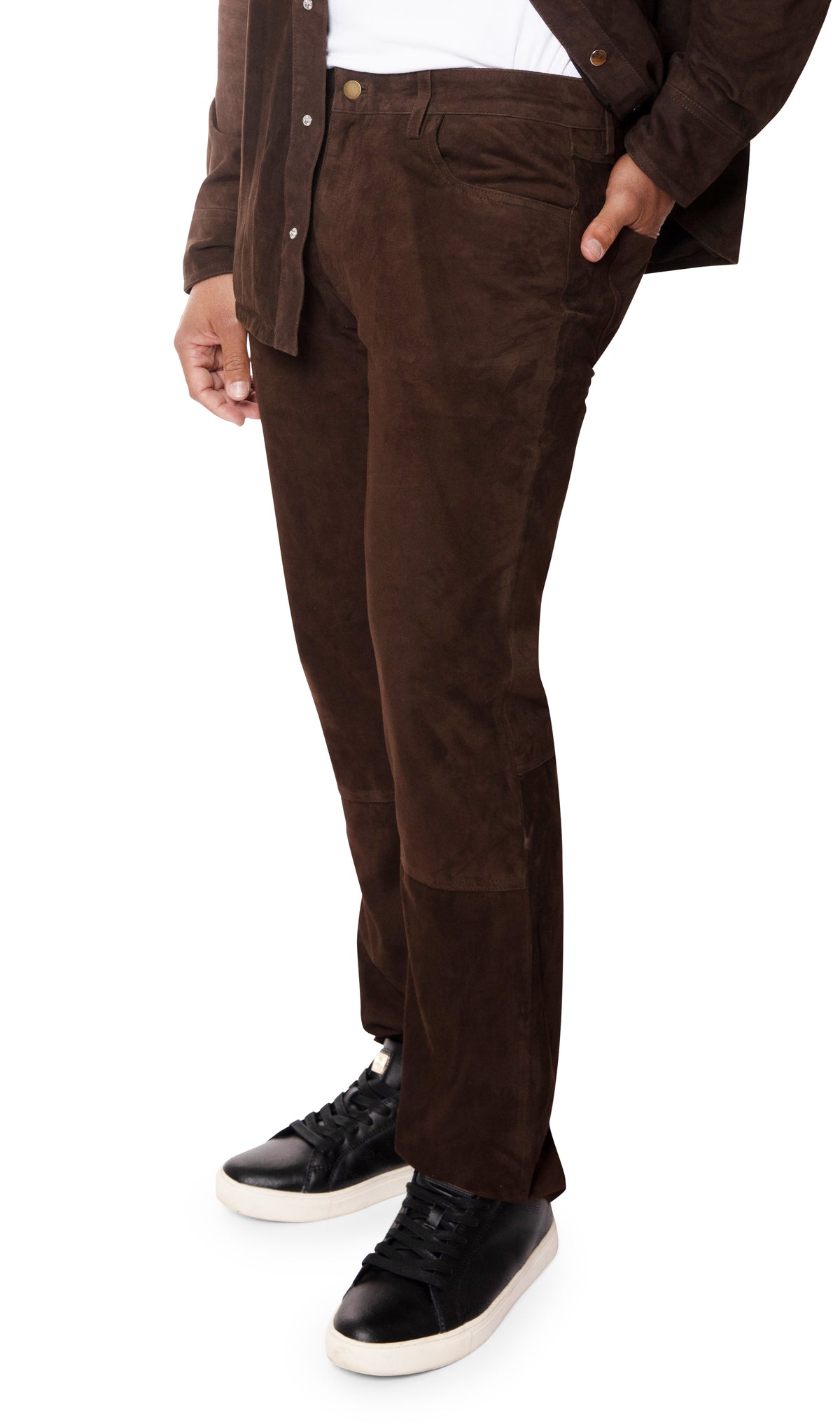 Jakewood 122 Brown Genuine Suede Leather Pants