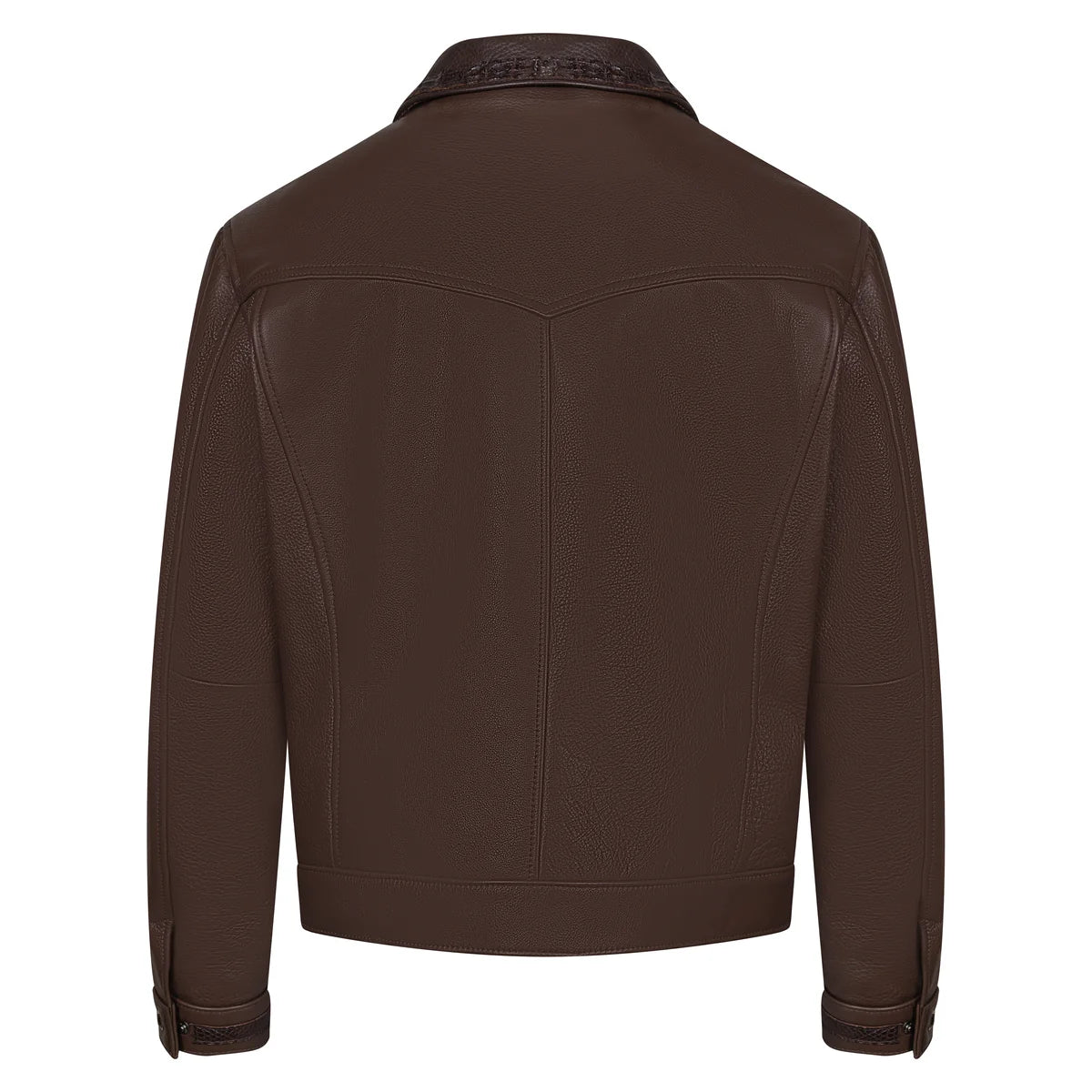 Jakewood 3065 Brown Genuine Alligator/Leather Denim Style Jacket