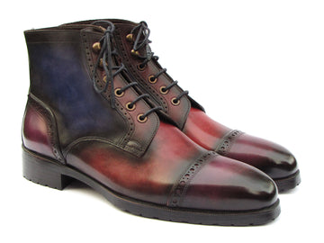 Paul Parkman Men's Multicolor Hand-Painted Cap Toe Boots (ID#BT9566-MLT)