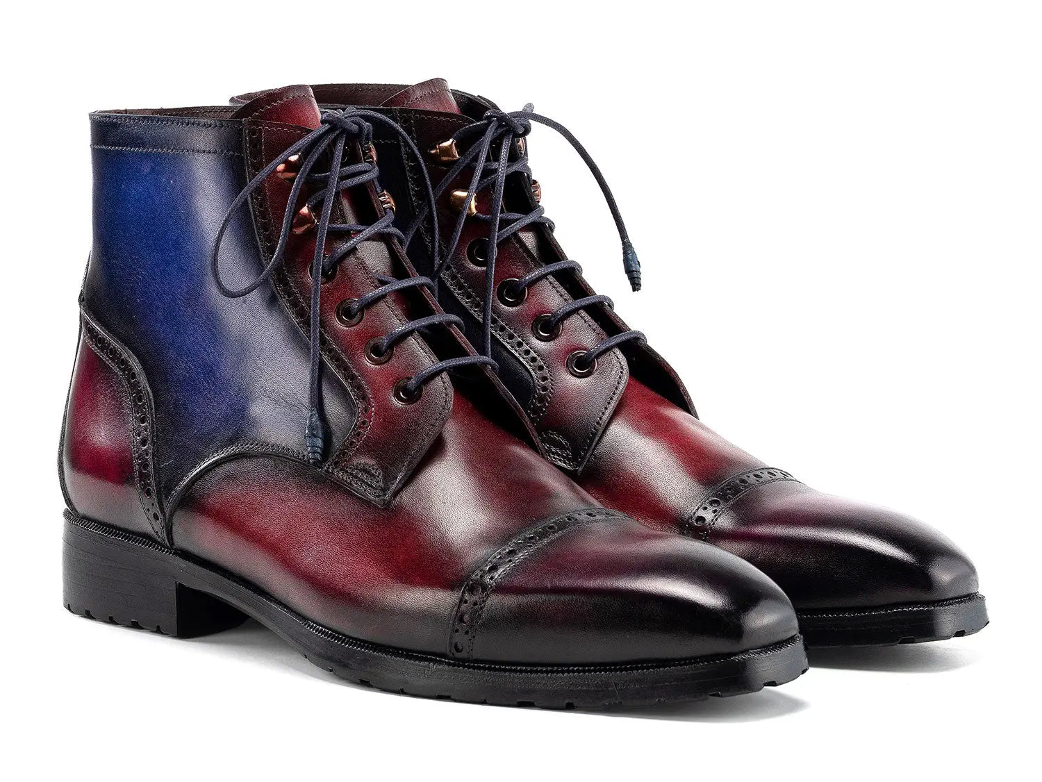 Paul Parkman Men's Multicolor Hand-Painted Genuine Leather Cap Toe Boots (ID#BT9566-MLT) PAUL PARKMAN