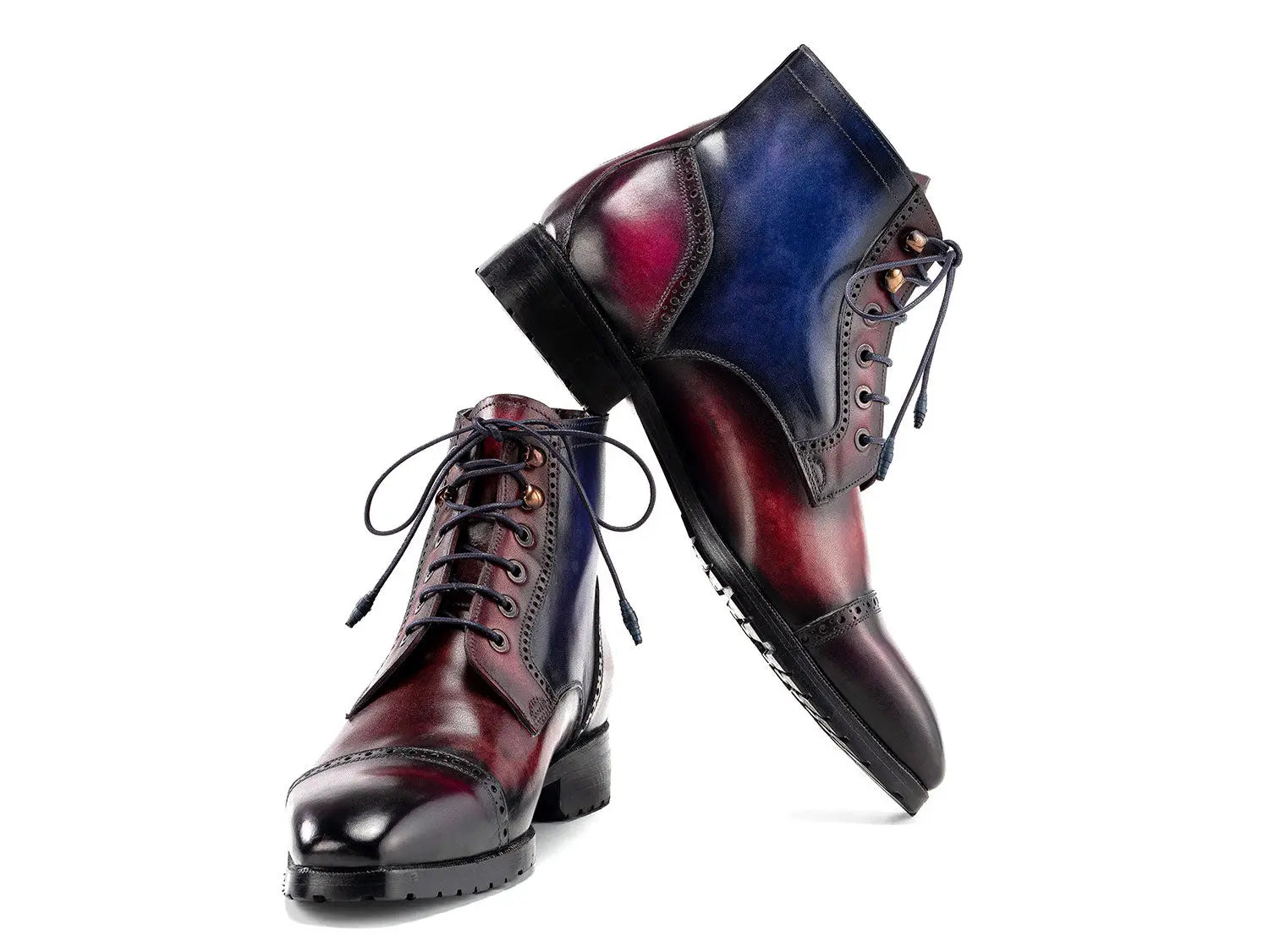 Paul Parkman Men's Multicolor Hand-Painted Genuine Leather Cap Toe Boots (ID#BT9566-MLT) PAUL PARKMAN