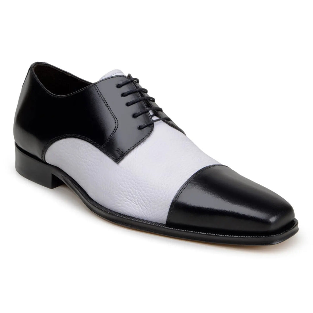 Belvedere Alexander Black/White Genuine Leather Italian Deerskin/Calf Oxfords