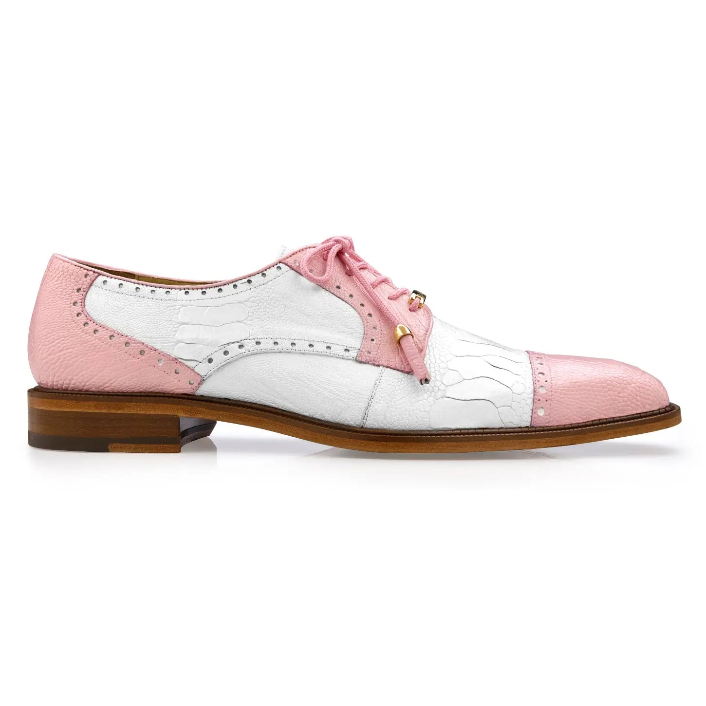 Belvedere Batta 14006 Pink/White Genuine Ostrich Oxfords